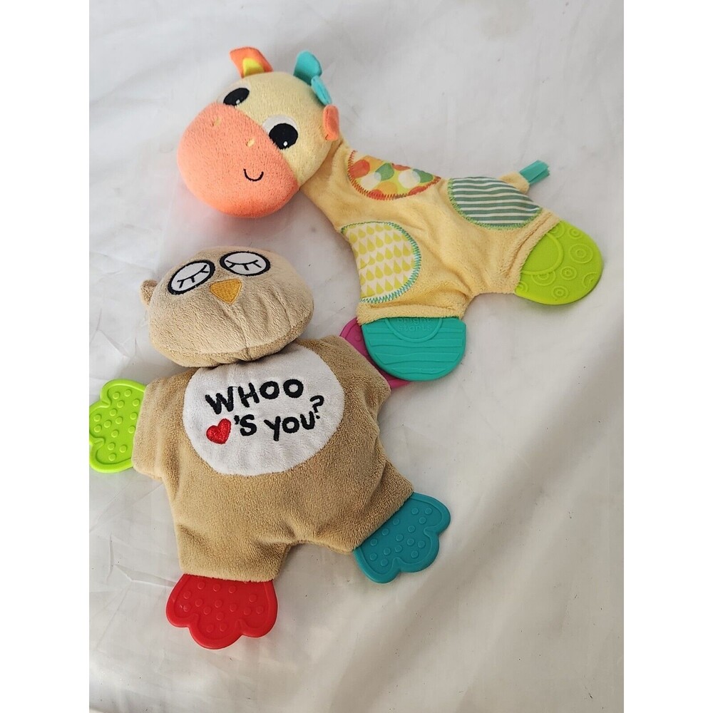 Baby Plush Teether Lot of 2 Owl Giraffe Cribmates Bright Starts Baby Stuffed Toy